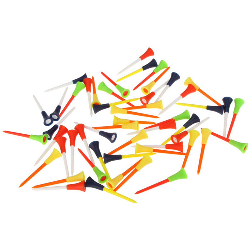 100 Pcs/Pack Plastic Golf Tees Multi Color 8.3CM Durable Rubber Cushion Top Golf Tee Golf Accessories