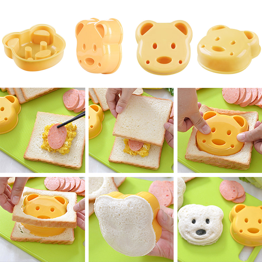 1PCS Little Bear Shape Sandwich Mold Bread Biscuits Embossed Device Cake Mold Maker DIY Mold Cutter High Quality Random Color