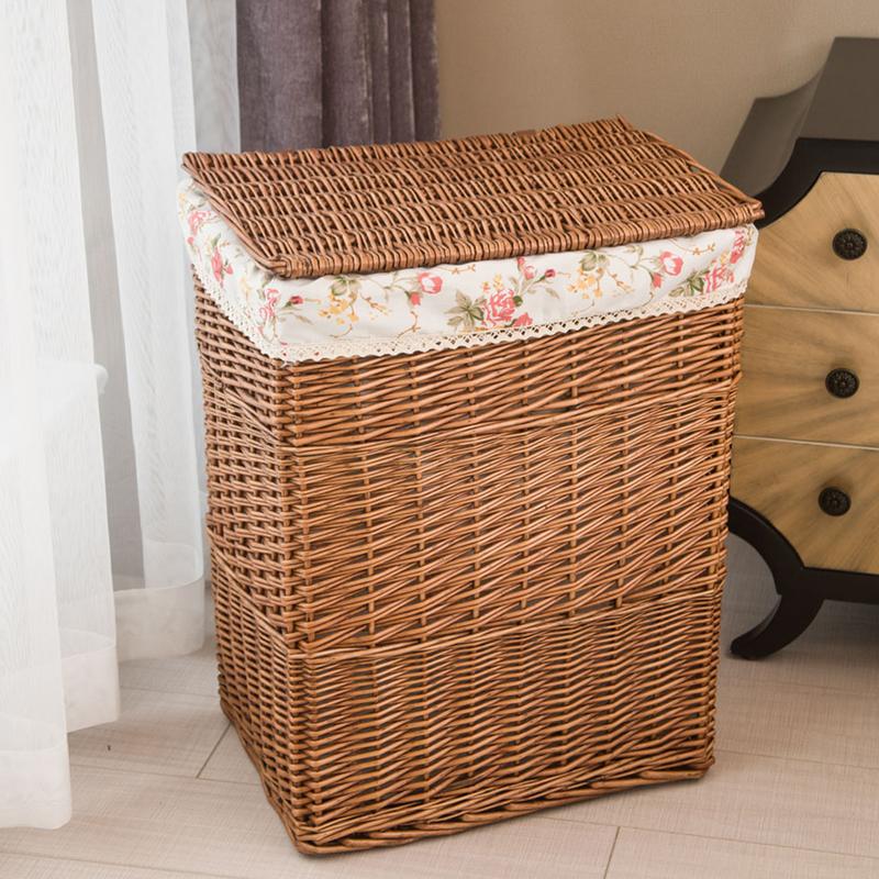 Storage Basket Dirty Clothes Large Storage Box Wicker Mesh Toy Clothes Organizer Basket Laundry Hamper With Lid Home Decoration