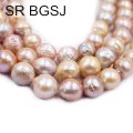 Free Shipping Beautiful Nearly Round Reborn Edsion Freshwater Pearl Beads Strand 15"