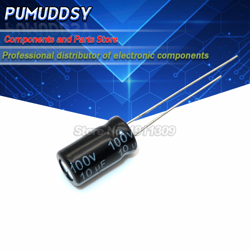 50PCS Higt quality 100V10UF 6X11mm 6.3*11 10UF 100V Electrolytic capacitor
