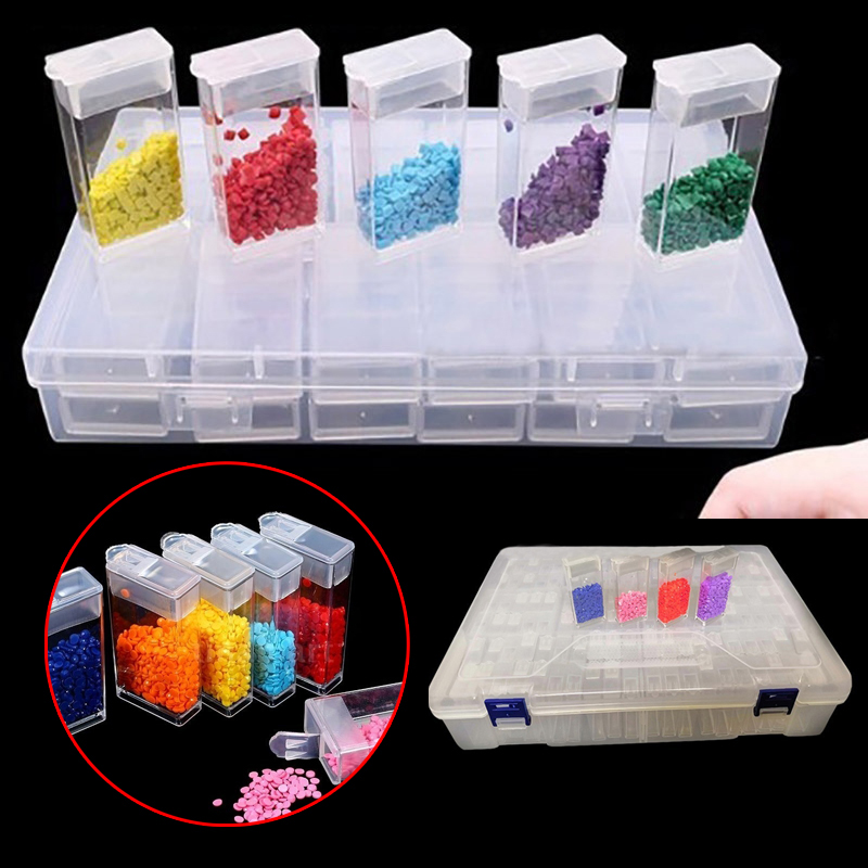Storage Box 24/42/64/84/124 Slots Clear Plastic Box Storage Box for Jewelry Diamond Embroidery Craft Bead Pill Storage Tool