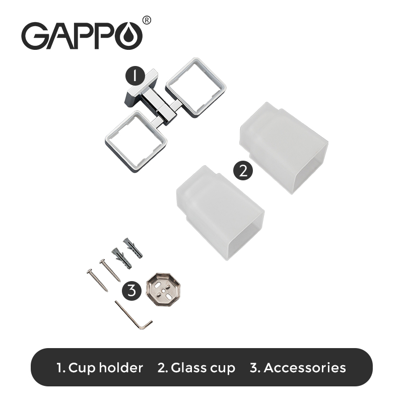 GAPPO Cup Tumbler Holders Double Toothbrush Tooth cup holder cups Wall-mount Bathroom Accessories bath hardware set G3806/G3808