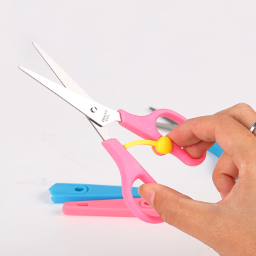 1PC Safety Sleeve Stainless Steel Scissors Safe Student Spring Scissor Children Paper Scissors Cutting Stationery Supplies