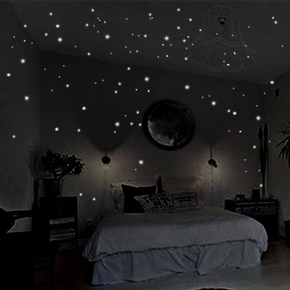 407Pcs/lot children fluorescent kids bedroom glow in the dark Round Dots shine wall stickers Round Dots luminous shine colors