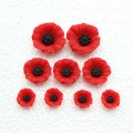 200pcs Chic Resin Red Poppy Flower Artificial Flower Flatback Embellishment Cabochons Cap for home decor 19mm display