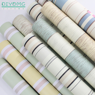 PVC waterproof Striped Wallpaper Self Adhesive Wall Stickers Roll Furniture Desktop Wardrobe Cabinet Door Contact Paper Decor