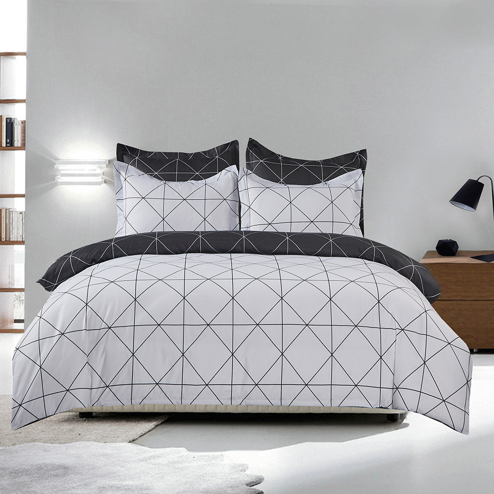 Geometric Plaid Black White Bed lines Luxury Bedding Set Queen king Duvet Cover 240x220 150x200 Double Bed Euro Quilt Cover