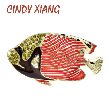 CINDY XIANG Rhinestone Fish Brooches For Women Enamel Pin Brooch Animal Design Fashion Jewelry 2 Colors Available Good Gift