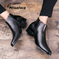 Misalwa Italian Genuine Leather Men Boots Business Winter / Spring Zipper / Lace-up British High Boot Mens Cowhide Pointy Boots