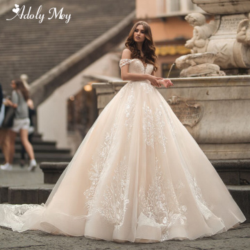 Adoly Mey Gorgeous Appliques Tulle Vintage A-Line Wedding Dress 2020 Sexy Sweetheart Neck Off the Shoulder Princess Bridal Gown