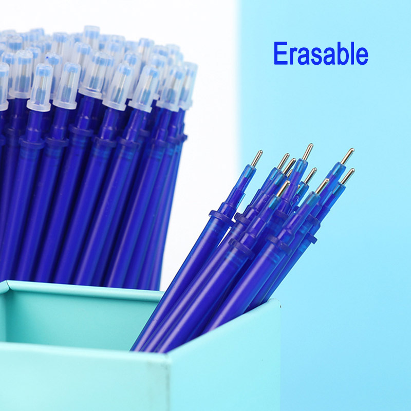 50+2Pcs/Set 0.5mm Blue Black red Ink Gel Pen Erasable Refill Rod Erasable Pen Refill Washable Handle School Writing Stationery