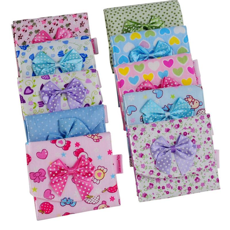 Sanitary Napkin Bag Cloth Menstrual Pads Menstrual Bowknot Cotton Sanitary Towel Napkin Pad Purse Holder Easy Bag Organizer