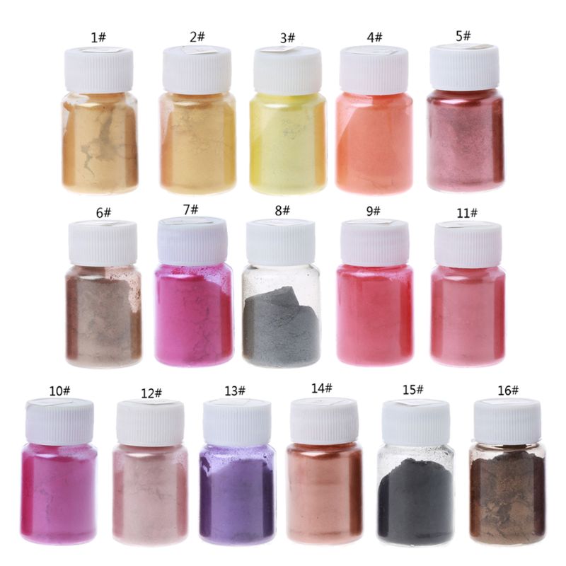 16Colors Epoxy Resin Colorant Powder Mica Pearlescent Pigments Jewelry Making