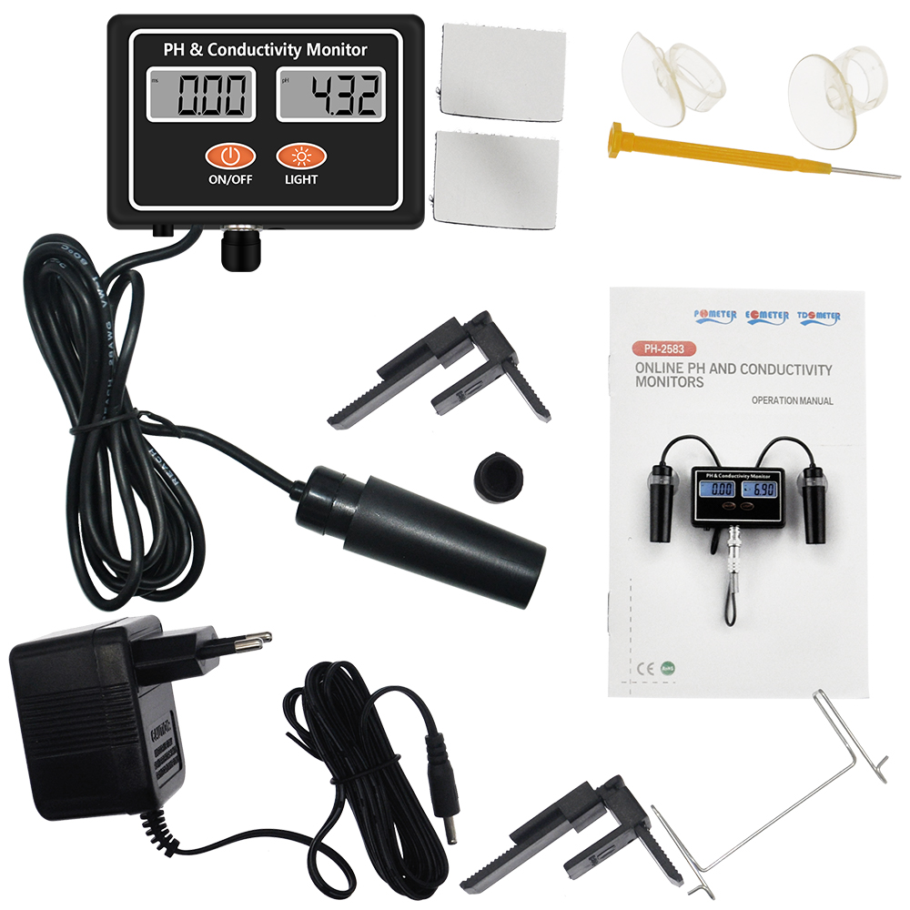 Digital Online PH EC Conductivity Monitor Meter Tester Water Quality Real-time Continuous Monitoring for Fish Tank Aquarium