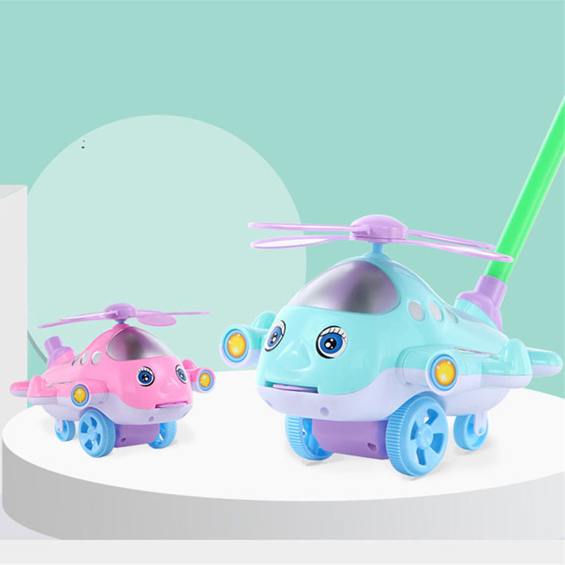 Pink/blue Baby Walker Cart Cartoon Airplane Toy Trolley Outdoor Sports Tongue Out Hand Push Walk Drag Plane Car Children Toy