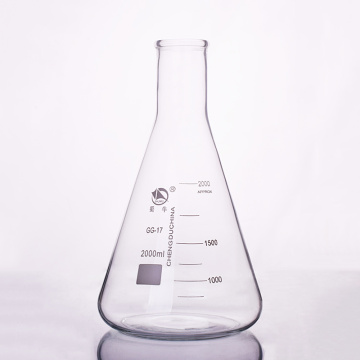 Conical flask,Narrow neck with graduations,Capacity 2000ml,Erlenmeyer flask with normal neck.