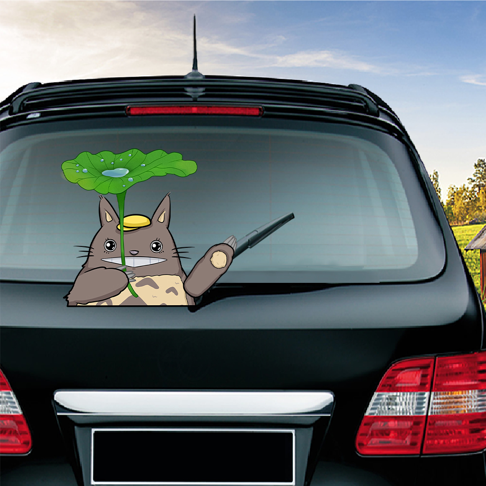 Lovely Totoro Waving Wiper Decals PVC Car Styling Rear Window Wiper Stickers Rear Windshield Stickers Car Stickers And Decals