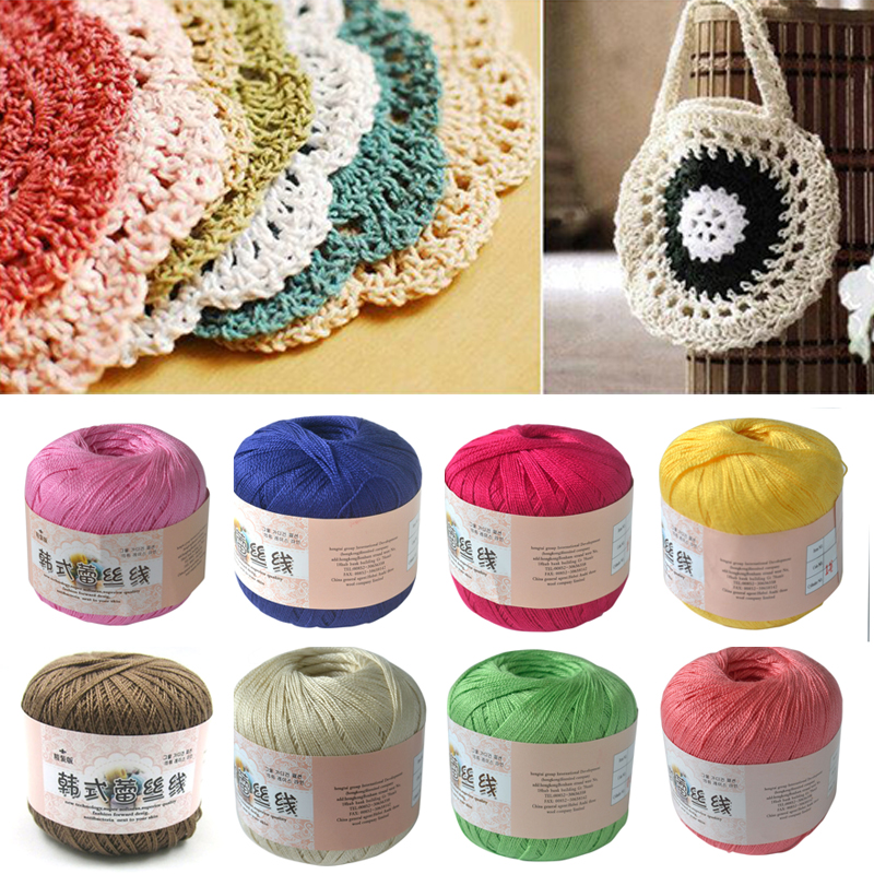Retail 50g/ball 8# 2ply DIY Colorful Thin Lace Yarn Crochet Yarn 100% Cotton Yarn Hand Knitting Thread Sewing Machine Line