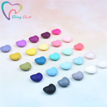 50 PCS Silicone Heart Teether Beads DIY Baby Shower Pacifier Teething Jewelry Toy Accessories Chew Making Cute Heart Beads