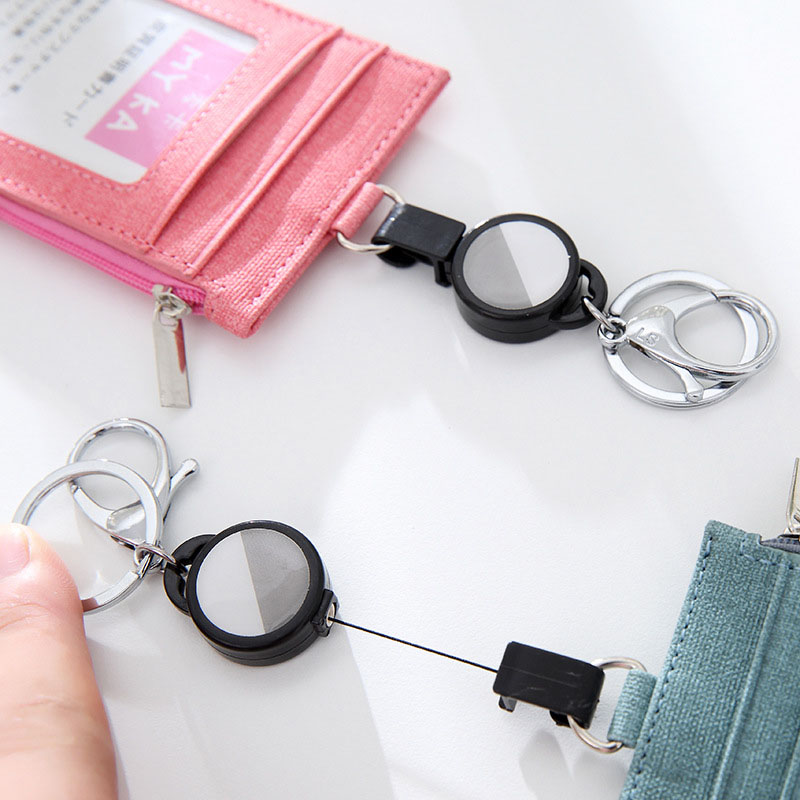 Newest Simple Solid Color 2 Bits Shaped Named Card Holder Identity Badge Reel Card Bus ID IC Holders With Keychain & Coin Purse