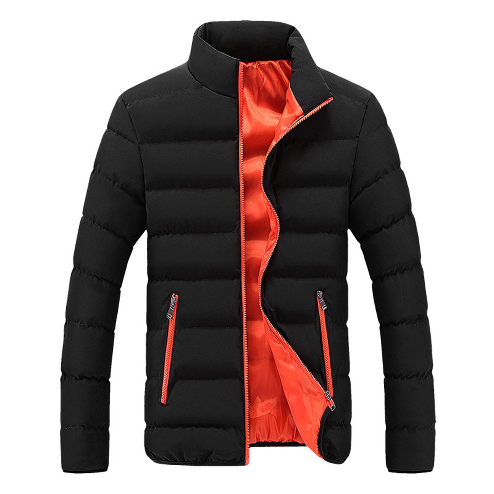 2020 New Men Jacket Winter Jacket Men Warm Solid Color Slim Fit Thick Bubble Coat Casual Stand-Collar Cotton Jacket Outerwear