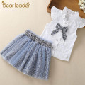Bear Leader Girls Clothing Set New Summer Kids Girl Clothes Sleeveless T-shirt and Dress with Bow-knot Children Suit Outfit 2 6Y