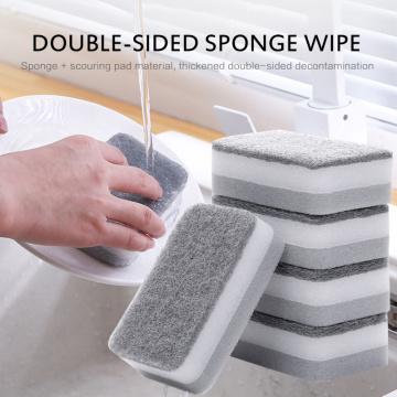 Kitchen Magic Scouring Pad Strong Decontamination Bath Brush Sponge Tiles Brush Double-sided Cleaning Cloth Kitchen Clean Tools