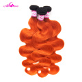 Ali Coco Brazilian Body Wave With Closure 1B/Orange Color 10-28 Inch 100% Human Hair 3/4 Bundles And Deal Remy Hair Extension