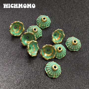 50pcs 10mm Patina Plated Zinc Alloy Green Spacer Bead End Caps for DIY Beads Bracelet Necklace Jewelry Findings PJ003