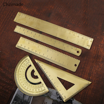 Lychee Life Vintage Brass Sewing Ruler Tools Metal Copper Ruler Protractor Drawing Ruler Sliding Ruler Gauge Measuring Tools