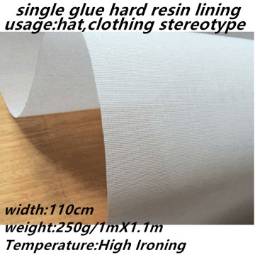 1-5m/lot 1.1m width 250g single side adhesive glue hard iron-on resin cloth interlining patchwork hat curtain accessories2179