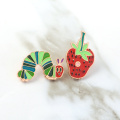 Hungry Caterpillars Story Book Strawberry Catroon pins Fruit brooches Enamel pins Lapel pins jewelry For Friends Kids Gifts