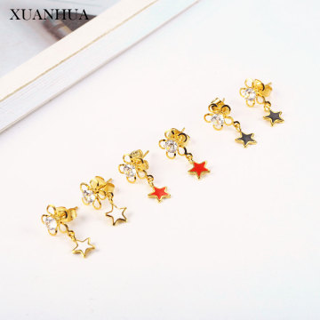 XUANHUA Star Stud Earrings Stainless Steel Jewelry Woman Vogue 2019 Jewelry Accessories Gifts For Women wholesale lots bulk