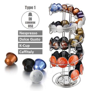 Dolce Gusto Nespresso K-cup Coffee Capsule Holder Stand Rotary Coffee Pod Tower Rack Rotatable Coffee Pods Storage Shelves