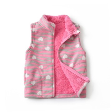 Polar Fleece Vest for Girls Autumn Winter High Collar Printed Waistcoats Baby Cotton Soft Sleeveless Jackets Children Clothing