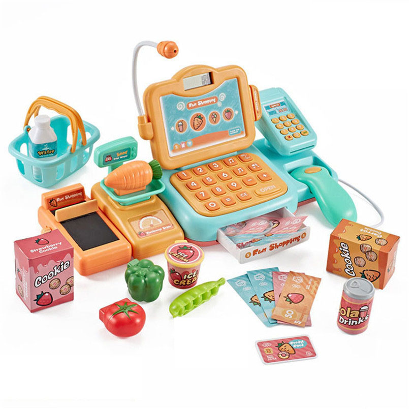 Supermarket Education Toys Simulated Cash Register Toy Kits Role-playing toys for Kids Checkout Counter Role Pretend Play