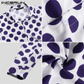 INCERUN Polka Dot Men's Shirt Fashion Casual Turn-down Collar Brand Tops Long Sleeve Hawaiian Shirts Men Camisa Plus Size 2021