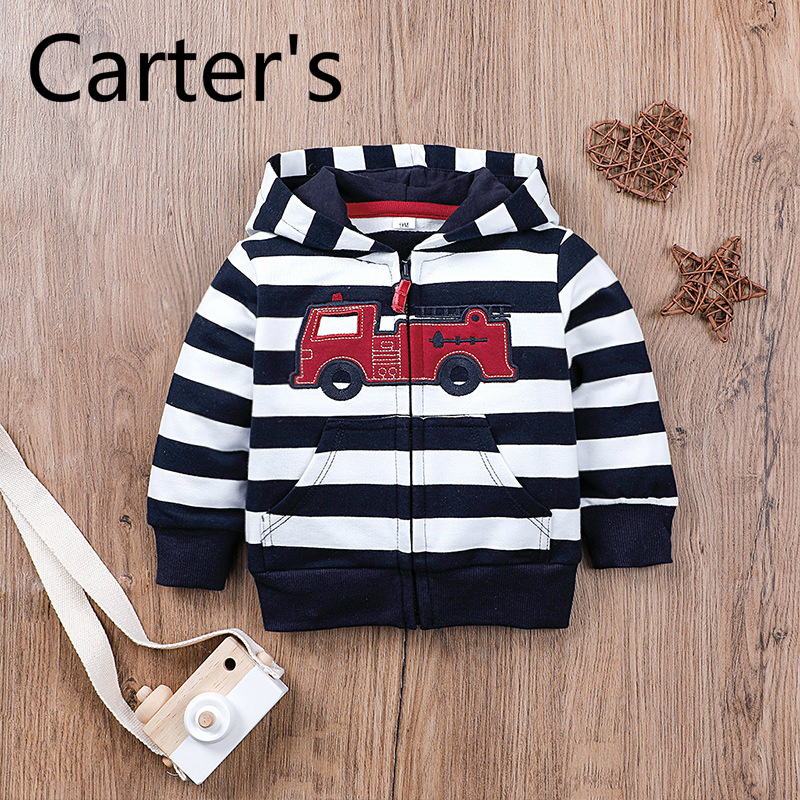 Carter's Kurtka Dziewczynka Girls Coat Girls Jackets Kids Coat Veste Enfant Striped Long Sleeve Zip Jacket zipper shirt with