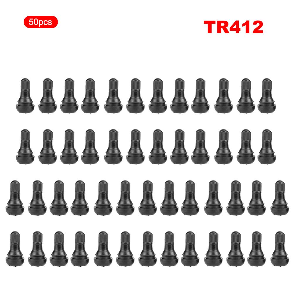 10/25Pc/50pcs Universal TR412 Snap-in Car Tubeless Tyre Valve Stems Rubber Copper Vacuum Tire Air Valve for Auto Motorcycle Moto