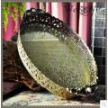 34.5x20.5cm oval embossed bronze /silver metal serving tray storage tray for fruit hotel restaurant home decoration FT041