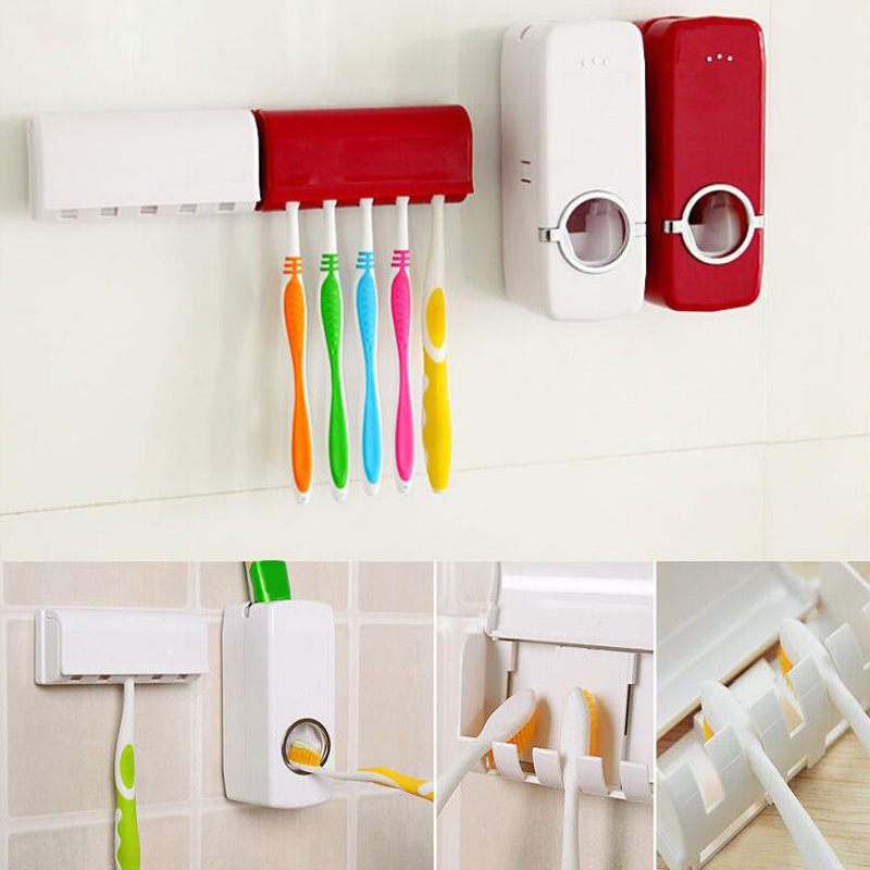 Toothpaste Dispenser Tooth Brush Holder Bathroom Automatic Toothpaste squeezer Wall Paste Mounted Bathroom Accessories