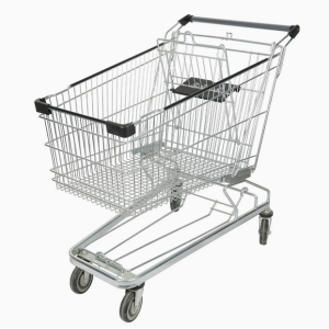 German Supermarket Zinc Finish Metal Shopping Trolley