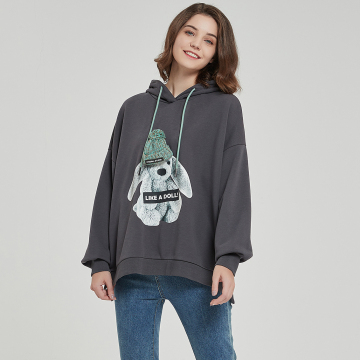 Women 3D Bunny Print Oversized Hoodie