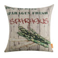 LINKWELL Brand 45x45cm Wood Background Green Natural Fresh Food Asparagus Throw Pillow Case Burlap Sofa Decorative Cushion Cover