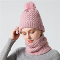 Hot Winter Scarf Unisex Solid Knitted Set Neck Ring Scarves Hat Snood Beanie Fur Cap Men Cashmere Warm Wool Collar Scarfs Kid