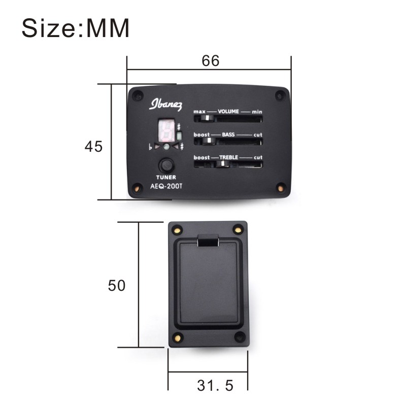 3 Band Acoustic Guitarra Eq Equalizer Preamp Pickup Piezo Amplifier Aeq-200t Black For Wood Guitar Accessory