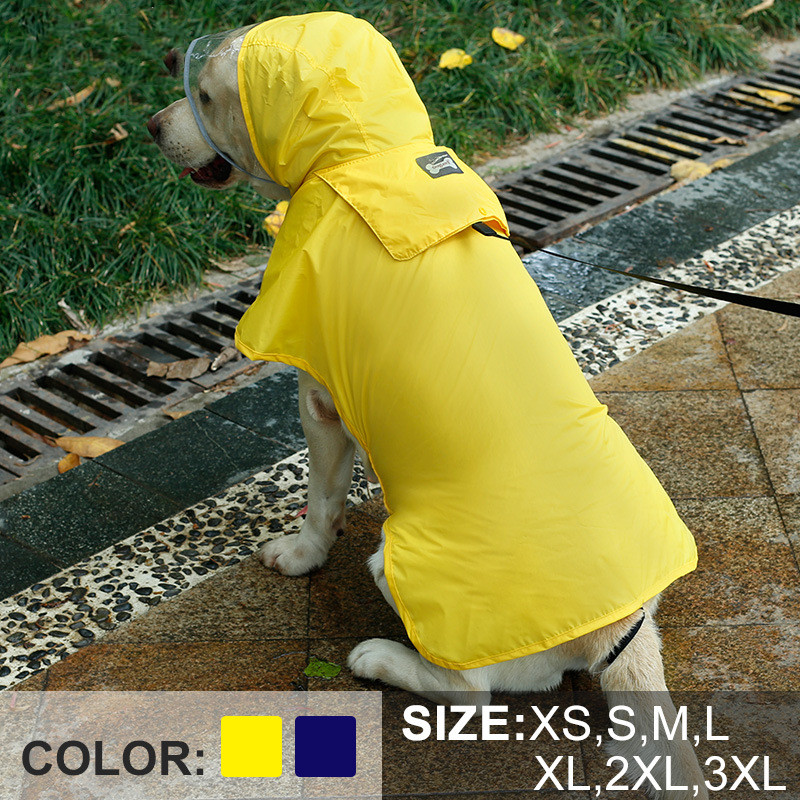 Dog Raincoat Portable Large Pet Raincoat Outdoor Breathable Lightweight Pet Waterproof Reflective Pet Clothes L-3XL