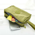 Canvas Modis Women Small Wallet Brief 3 Zippers Clutch Coin Phone Card Holder Bag Short Purse Wallet Ladies Handbag Mini Wallet