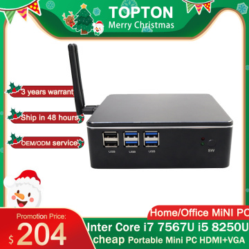 Portable Mini PC i7 7567U i5 8250U i3 8130U 8GB DDR4 1*mSATA SSD+1*2.5''SATA HD Windows 10 Nuc Graphics 4K HTPC WiFi HDMI VGA